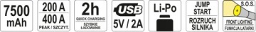 YATO Powerbank POWER BANK 7500 мАч USB-запуск автомобиля