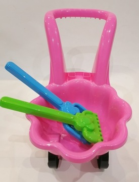 Детская песочная тачка-коляска с ручкой.