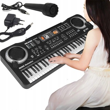 KEYBOARD PIANINO ORGANY 61 DLA DZIECI + MIKROFON