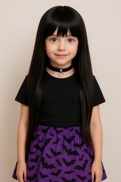 Куроми ЧЕРНЫЙ ПАРИК С ЧЕЛКОЙ ДЛЯ ДЕТСКИХ ВОЛОС КОСТЮМ НА ХЭЛЛОУИН КАРНАВАЛЬНЫЙ