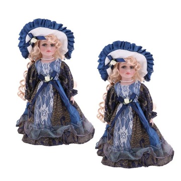 2 szt. 12-calowa elegancka porcelanowa lalka ze stojakiem,