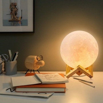 Lampka nocna led Moon biała zmiana kolorów pilot dotyk DUŻA XXL