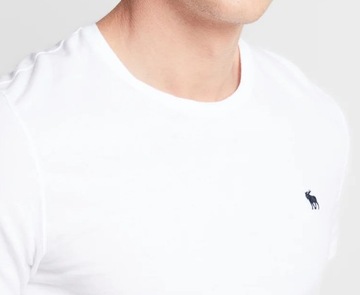Abercrombie Fitch _ Biały Męski T-shirt Klasyczny Haft Logo Pierś White M