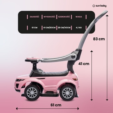 Коляска-коляска, ходунки с ручкой и зажимом Спортивная машина, светло-розовый.