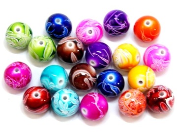 KORALIKI KULKI 17mm kule mazaje MIX KOLORÓW 20szt