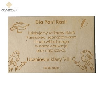Drewniana kartka dla nauczyciela podziękowanie