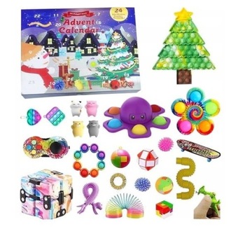 KALENDARZ ADWENTOWY Z ZABAWKAMI ANTYSTRESOWYMI POP IT FIDGET TOY