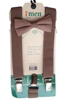 Szelki z muchą chłopięce brązowe mucha zestaw