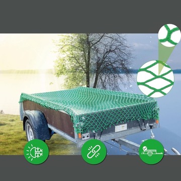СЕТКА БЕЗОПАСНОСТИ ГРУЗА ДЛЯ ПРИЦЕПА 2X3M ЗЕЛЕНАЯ С ФИКСИРОВАННЫМ ВЕРЕВОМ