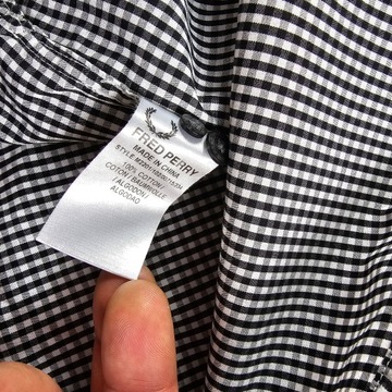 Koszula w Kratę FRED PERRY Czarno - Biała Casual Męska XL
