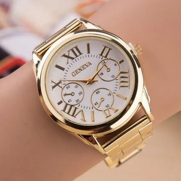 Styl biały i złoty Moda męska Geneva Złote zegarki