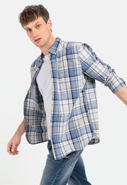 Koszula męska bawełniana w kratkę jasnoniebieska rozmiar 3XL