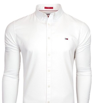 Tommy Hilfiger Koszula męska Biała Casual SLIM FIT 100% Bawełna r. XXL