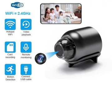МИНИ-БЕСПРОВОДНАЯ ШПИОНСКАЯ КАМЕРА WIFI 1080p HD