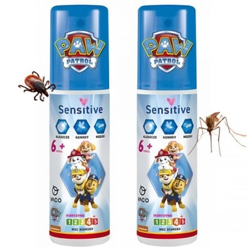 SPRAY Na Komary Kleszcze Meszki Psi Patrol Sensitive Dla Dzieci 6m+ Vaco x2