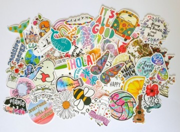 НАКЛЕЙКИ MIX HOLA ДЛЯ НОУТБУКА, ВЕЛОСИПЕДА, СКЕЙБОРДА, 50 шт.