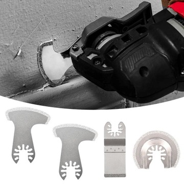 Осциллирующий многофункциональный инструмент из 4 предметов для удаления затирки и врезной резки металла.