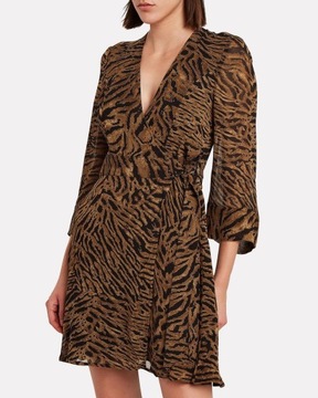 GANNI sukienka 38 M TIGER PRINT GEORGETTE