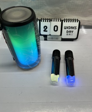 7-ЦВЕТНАЯ СВЕТОДИОДНАЯ КАРАОКЕ-МАШИНА С 2 БЕСПРОВОДНЫМИ МИКРОФОНАМИ BLUETOOTH