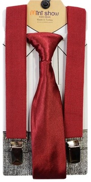 SZELKI KRAWAT DO SPODNI komplet zestaw bordo Sz16