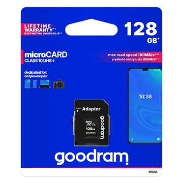 Карта памяти GOODRAM MicroSD 128 ГБ + адаптер класса 10