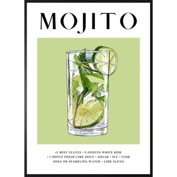 PLAKAT OBRAZ 50x70 PRZEPIS NA MOJITO DRINK BAR