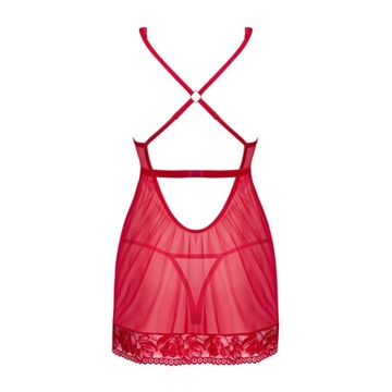 Obsessive - Seksowna Prześwitująca Babydoll I Stringi Czerwone XL/2XL