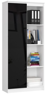 Reg-Bia-CzarP 80x180x35 Stojący Regał MDF