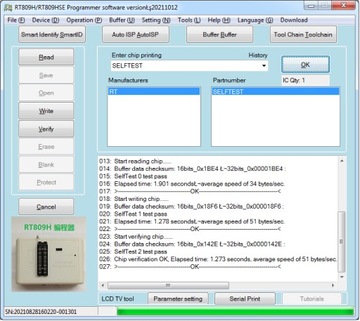 Zestaw adapterów testowych (selftest) dla RT809H