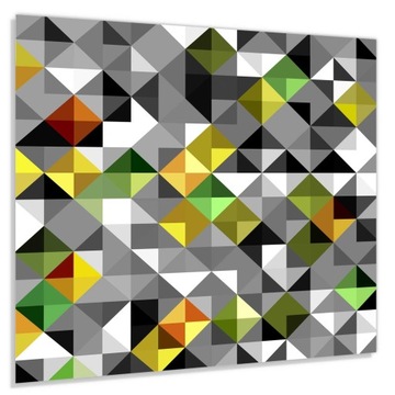 Szkło hart 60x50 Trójkąty i kwadraty - zielone