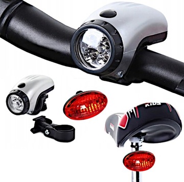 LAMPKA LATARKA ROWEROWA ROWER 5+5 LED ZESTAW