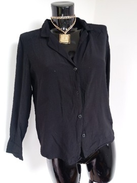 Wiskozowa czarna koszula BERSHKA XS S elegancka 36