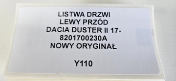 LIŠTA DVEŘE LEVÝ PŘEDNÍ DACIA DUSTER II 2017- NOVÁ