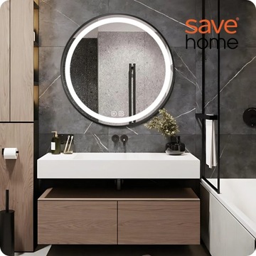 СВЕТОДИОДНОЕ ЗЕРКАЛО ДЛЯ ВАННОЙ 60 см, КРУГЛОЕ, С ПОДСВЕТКОЙ, В РАМКЕ-ЛОФТ, БЕЗ ПАРА