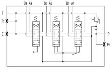 ГИДРАВЛИЧЕСКИЙ РАСПРЕДЕЛИТЕЛЬ 3 СЕКЦИИ 40 Л НА ДЖОЙСТИКЕ