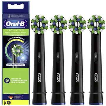 4x KOŃCÓWKI ORAL-B CROSS ACTION EB50 BLACK DO SZCZOTECZKI ELEKTRYCZNEJ