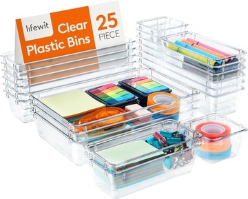 Plastikowe Organizery na Kosmetyki Akcesoria Biurowe do Szuflad 25 szt.