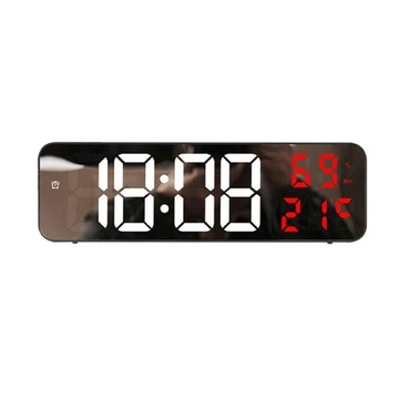 BUDZIK ZEGAR ELEKTRONICZNY TERMOMETR DUŻY LUSTRO