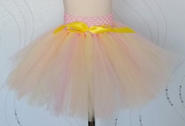 Spódniczka tutu żółta tiul roczek róż łosoś