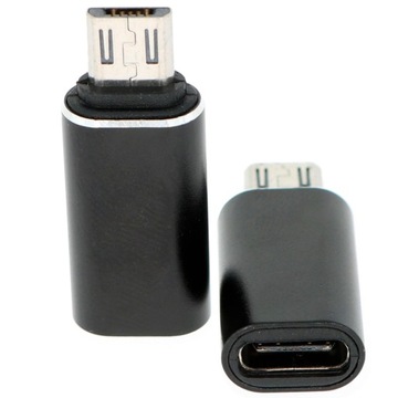 Adapter przejściówka USB TYP C - micro USB czarny