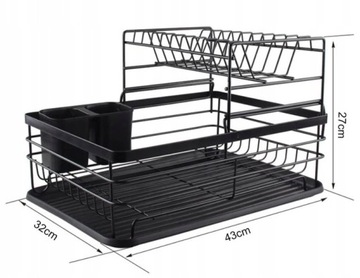 ЧЕРНЫЙ ДРЕНАЖ ДЛЯ СУШКИ ПОСУДЫ, БОЛЬШАЯ ПОДСТАВОЧНАЯ КАПЕЛЬНИЦА