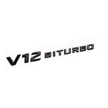 Emblemat znaczek V12 BITURBO CZARNY Połysk 3D HIT