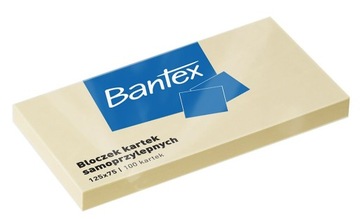 KARTECZKI SAMOPRZYLEPNE 125x75mm Bloczek 100 kartek żółty BANTEX