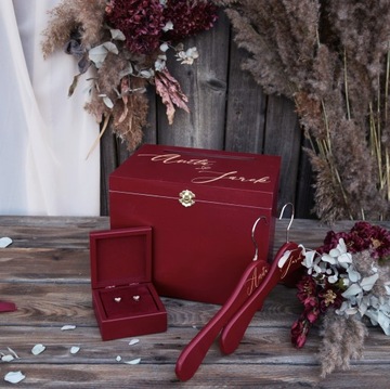 Большая Бордовая Коробка Бордового цвета для КОНВЕРТОВ + ОБРУЧАЛЬНЫХ КОЛЬЦ.