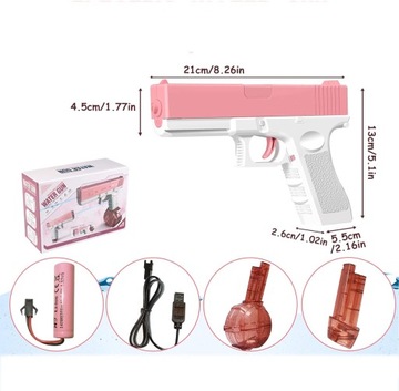 PISTOLET NA WODĘ AUTOMATYCZNY ELEKTRYCZNY GLOCK 2 MAGAZYNKI SIKAWKA USB AKU