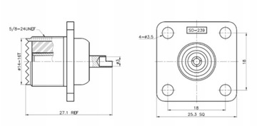 GNIAZDO ANTENOWE UC1 KWADRATOWE so239