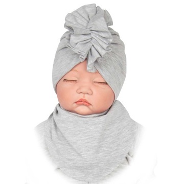 KOMPLET DZIEWCZĘCY TURBAN CHUSTKA szary 36-38