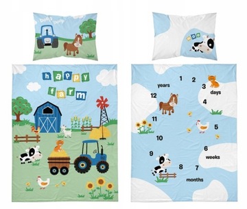 Pościel do łóżeczka TRAKTOR FARMA NIEBIESKA 90x120 cm bawełna