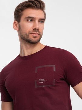 T-shirt męski bawełniany z kieszonką bordowy V2 OM-TSPT-0154 M
