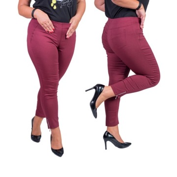 Spodnie 7/8 MIKSA z zipem bordo Plus Size 42-58 52